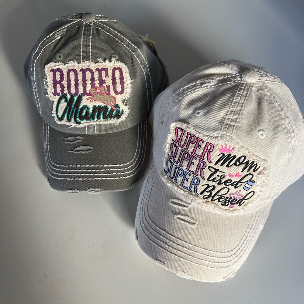 Mom Distressed Caps-Set of 2 - Picture 4 of 9